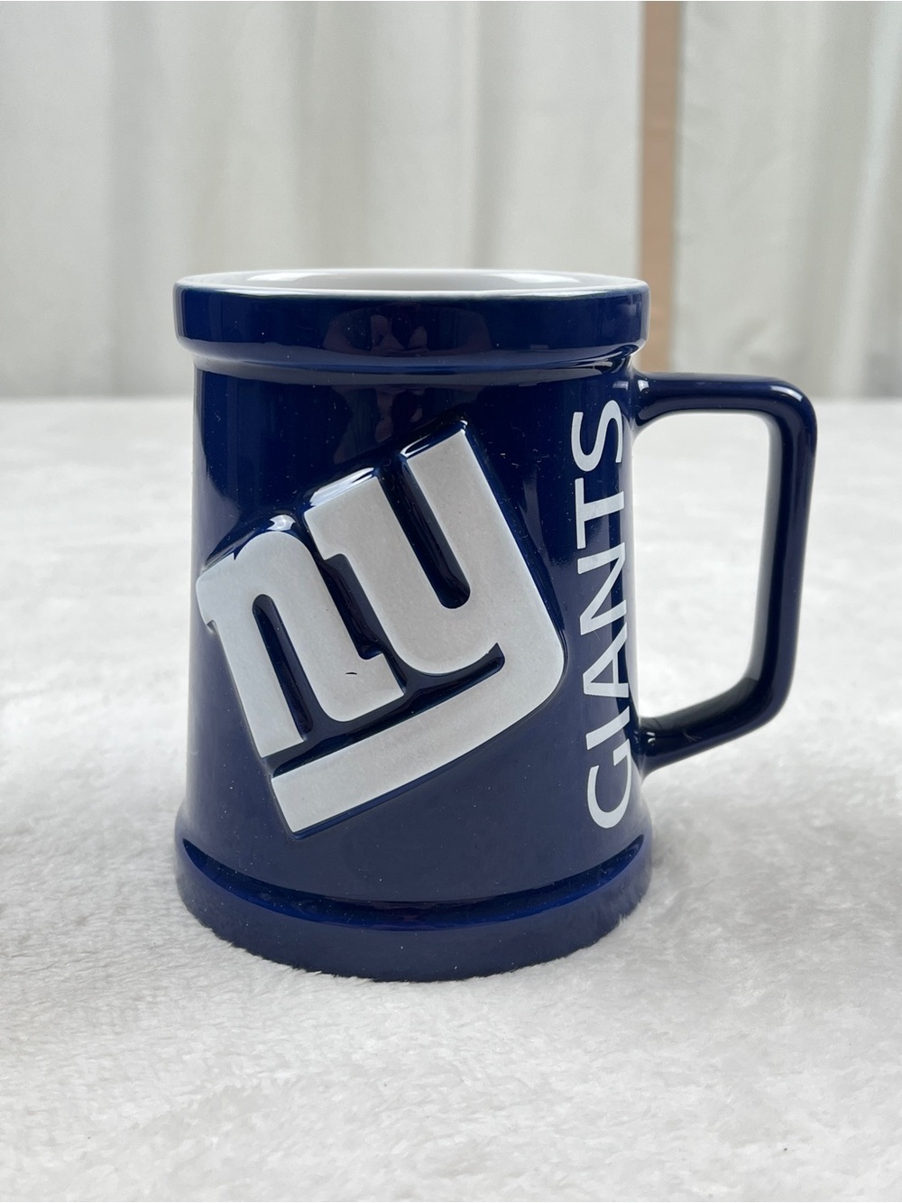 New York Giants 3D Raised Logo Ceramic Coffee Mug Blue 24oz NFL Cup Mug